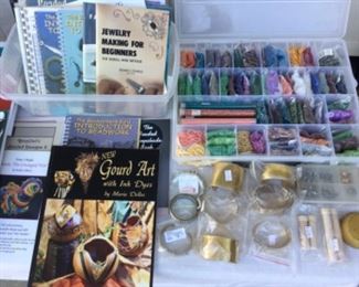 Art books, bracelet findings, beads, 