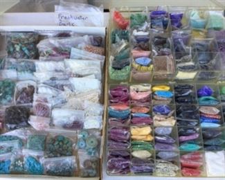 Seed beads, stone, turquoise, bone beads, freshwater pearl beads