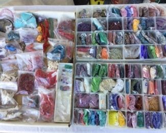 More coral beads, seed beads, stone pieces, crystals