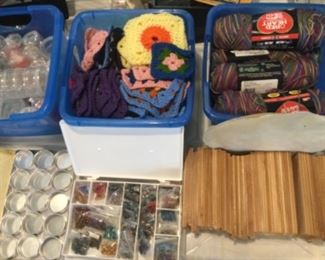 Holders, plaques, yarn,  beads