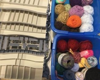 Tackle box shown open, brand new, this is a deluxe one, yarns