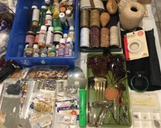 Paints, cords, hair combs, 