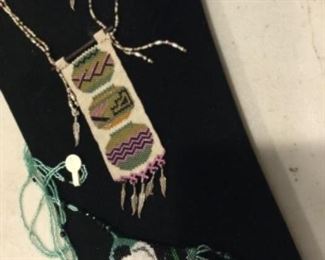 VaVoom necklaces by artist, wonder pots panel with matching earrings, panda wraps around the pouch, 