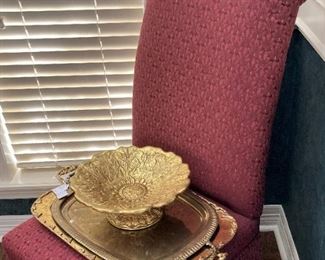 Gold toned bowl and trays