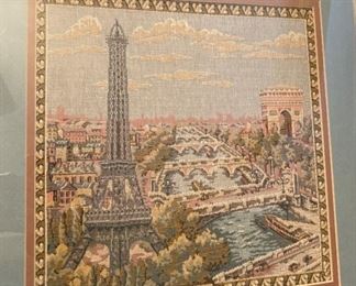 Small framed tapestry of Paris