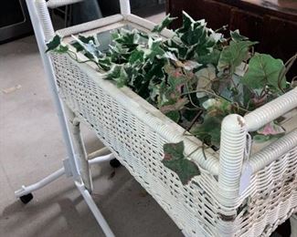 White wicker planter