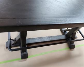 BAR HEIGHT STAND-UP BREW PUB TABLE WITH METAL FOOTREST & TRESTLE BASE Newly purchased from NFM for $1000 2 months ago.     
(OUR PRICE MUCH BETTER) - $500