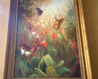 58"H X 46"W STUNNING BUTTERFLY PAINTING