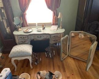 Painted Vanity w/ Mirror and stool