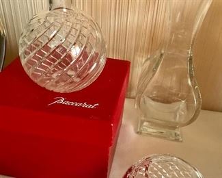 Baccarat small vase with box...and Baccarat tall vase with no box