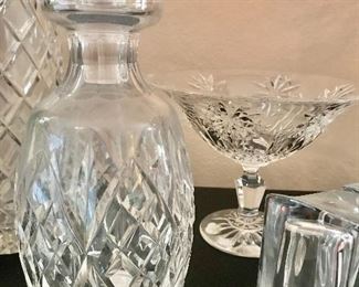 Waterford decanter and Waterford pedestal dish