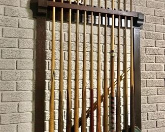 Antique mahogany cue rack from The Brunswick Balke Collender Company!!!
