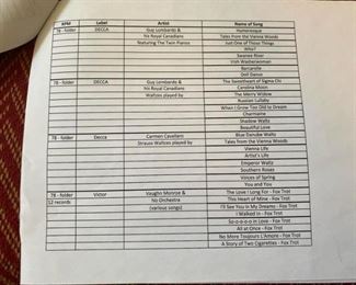 Some of the 78s inventory pages.