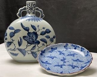 FF Japan - Blue and White China Dish and Vase