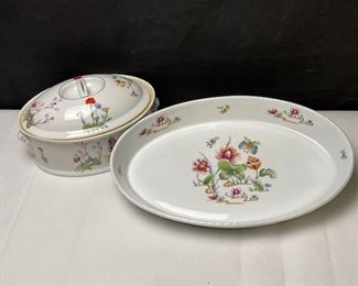 Louis Lourioux "Le Faune" Fireproof Porcelain Serving Dish and 3 Quart Covered Casserole