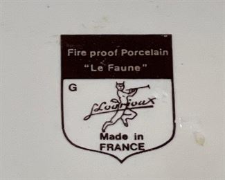 Louis Lourioux "Le Faune" Fireproof Porcelain Serving Dish and 3 Quart Covered Casserole