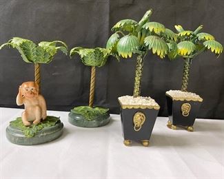 Collection of 4 Vintage Tree Candlesticks