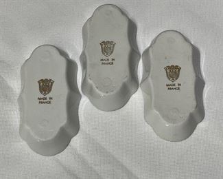 3 Villenauxe Limoges Porcelain Cigar/Cigarette Dishes