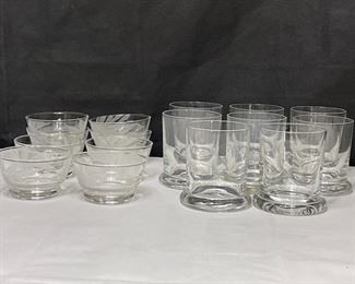8 Dansk tumblers and 8 Libby glass bowls