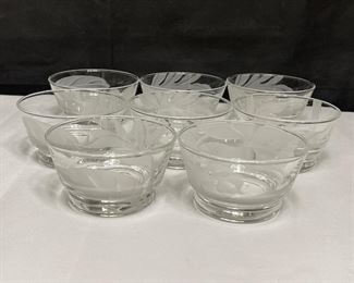 8 Libbey etched dessert bowls - apprx 2" tall and 3.75" across. 