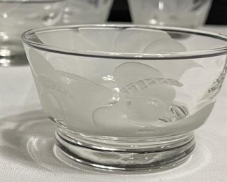 8 Libbey etched dessert bowls - apprx 2" tall and 3.75" across. 