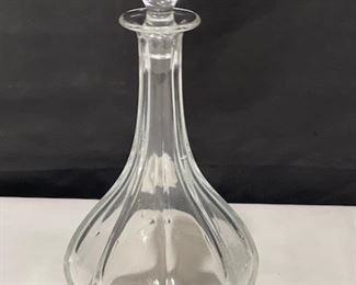 Lalique "Tuileries" (Cut) style blown glass carafe and stopper (9.25" tall)