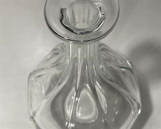 Lalique "Tuileries" (Cut) style blown glass carafe and stopper (9.25" tall)