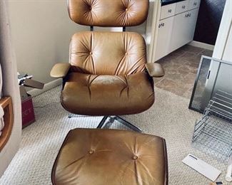 Leather Chair and Ottoman 