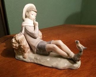 vintage Lladro Shepherd Boy with Bird, discontinued