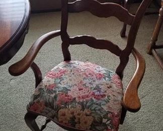 Six chairs, cherry wood, two arm chairs and four regular