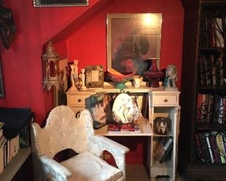 William Carter Artwork, Upholstered Chair, Drop Front Desk,