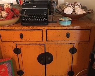 Farmhouse Mustard Painted Cabinet