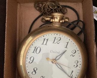 Vintage United Figural Pocket Watch Clock
