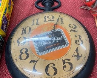 Black Label Lager Beer Figural Pocket Watch Clock