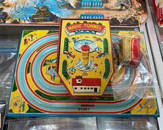 1960's Dream Land Bus with Magic Tunnel (TPS Made in Japan/Tin Litho )