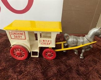 Old Sunshine Dairy Plastic Horse Drawn Milk Wagon