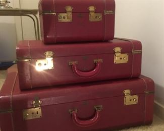 1950's or Older--Nice Set of Luggage--Handsome & Heavy Duty!