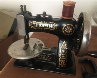 STITCHWELL Old, Vintage--Mini or Child's Sewing Machine. Appears Complete and Working? Very Nice and Rare too!