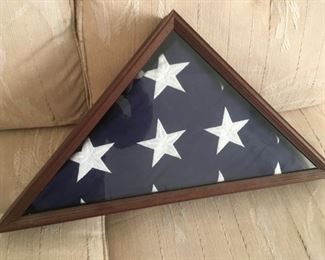 U.S. Military Veteran's Framed Casket Flag--Excellent Condition-- sorry for perspective distortion--& I'm still in the pic :(