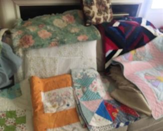 Assorted Quilts, Handbags, Coverlets 
