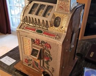 Vintage Liberty Bell 25 cent slot machine, restored.  Totally family owned since the 1920s.