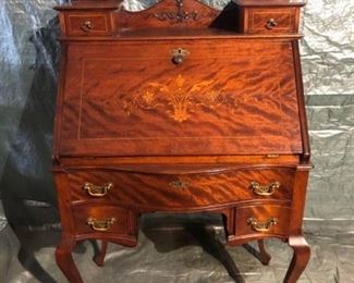 Antique Victorian Styled Intricate Detailed Wooden Writing Desk 30 x 17 x 47 Inches Location 1E
