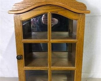 Wooden Display Case with Shelves and Mirror Made in China 14 x 6 x 25 Inches Location Blue Corner Shelf