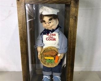 Cadena Studios Slice of Life âKiss the Cookâ Doll in Wooden and Glass Doll Display Case 10 x 10 x 21 Inches Location Blue Corner Shelf