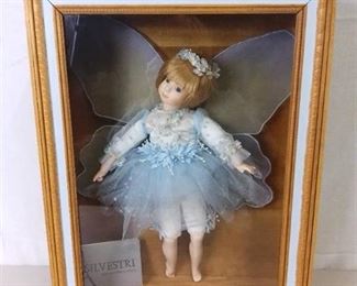 Silvestri Dollcrafter Classics Blue Spring Fairy Made in Taiwan in Wooden and Glass Wall Hanging Display Case