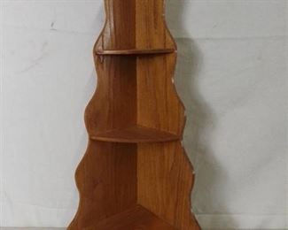 Tiered Wavy Wooden Corner Shelf