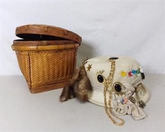 Lilly Dache Debs New York Paris Uniquely Personally Styled Hat with Pins and Woven Hat Box