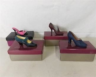 Lot of 4 Just The Right Shoe By Raine Shoes of the 20th Century and Beverly Feldman - Lady Like, Suffragette, Pastiche, Sparkle Shoe