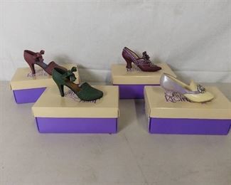 Lot of 4 Just The Right Shoe by Raine - Blush, Majestic, Sumptuous Quilt, Jeweled Heel Pump
