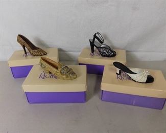 Lot of 4 Just The Right Shoe by Raine - Leopard Stiletto, PavÃ©, Pearl Mule, Afternoon Tea